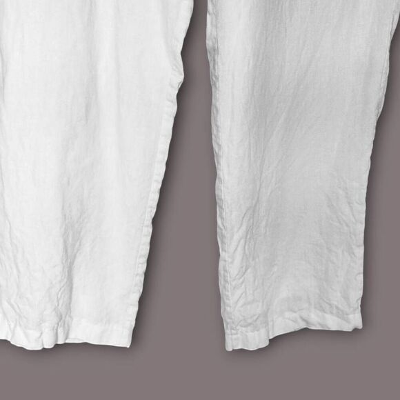 Orvis Womens Pants Sz M White Linen Lining High‎ Rise Drawstring Elastic Coastal - Picture 5 of 10
